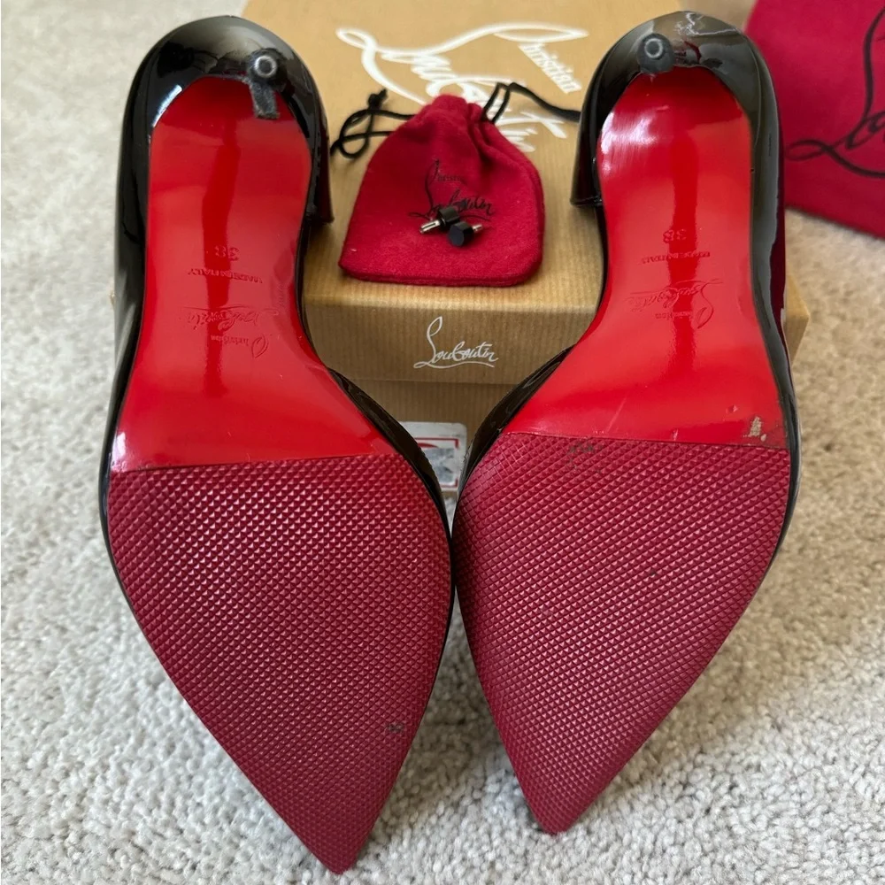 Christian Louboutin Black Patent Leather Pointed-Toe Pumps